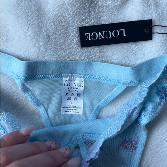 🩵 Lounge Ribbed Floral Triangle Thong 🩵 - Picture 4 of 7